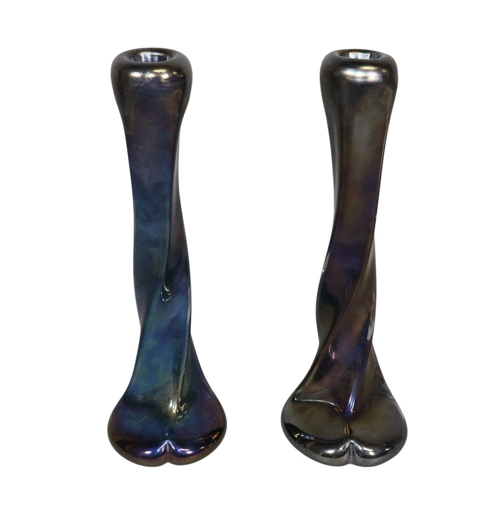 Pair of Art Nouveau Murano glass Renato Anatra candle holders (1 of 10)