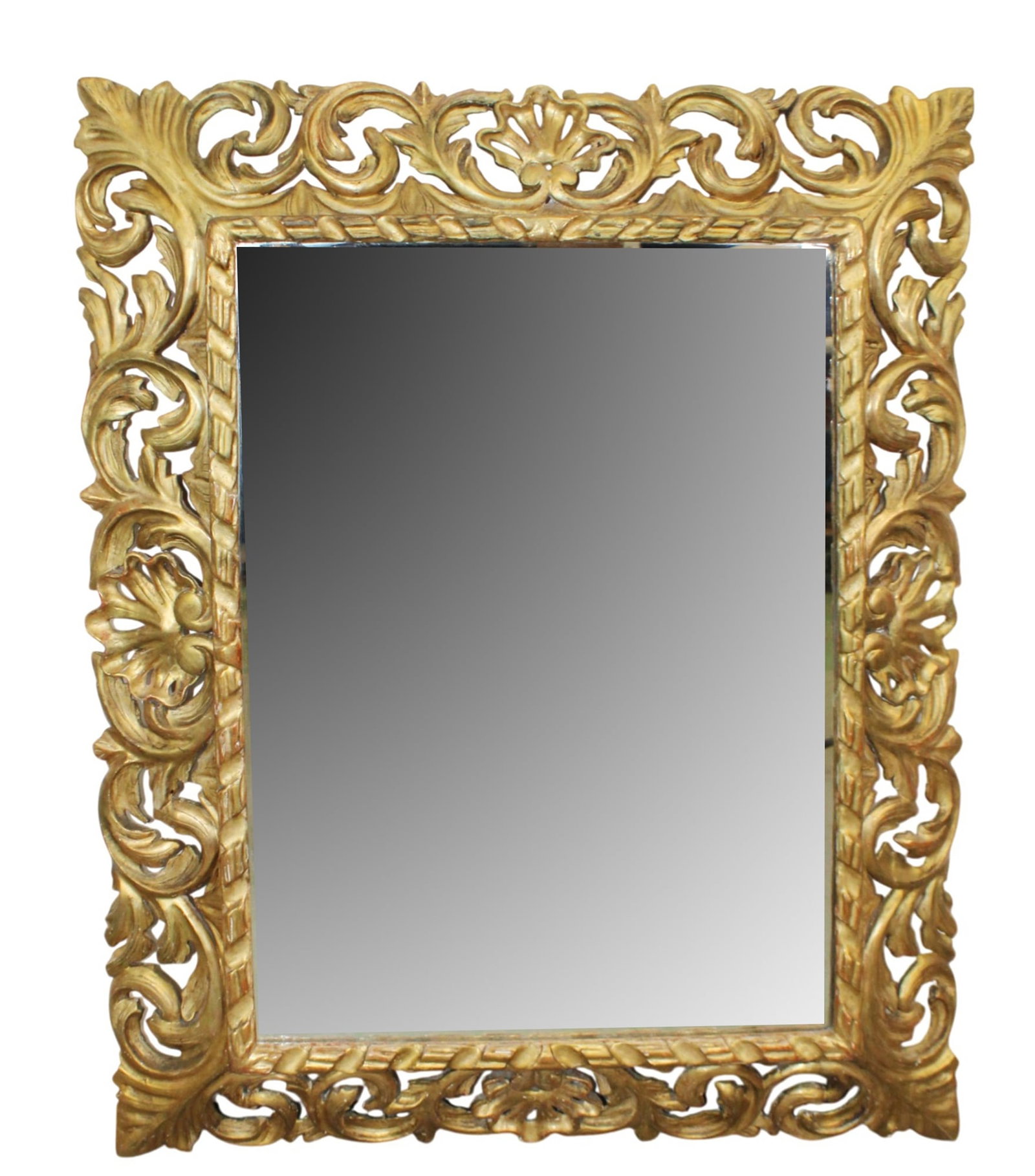 Italian Florentine gilt wood mirror with pierce carved acanthus scrolls (1 of 6)