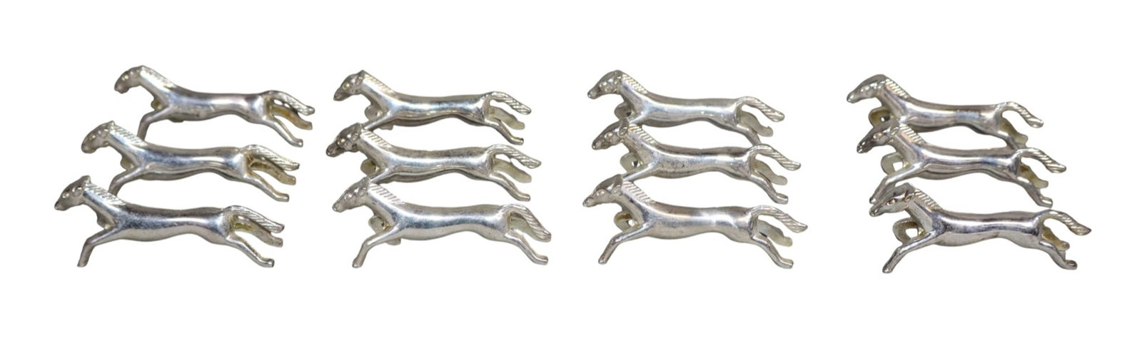 Lot of 12 French silver plated horse form knife rests (1 of 8)