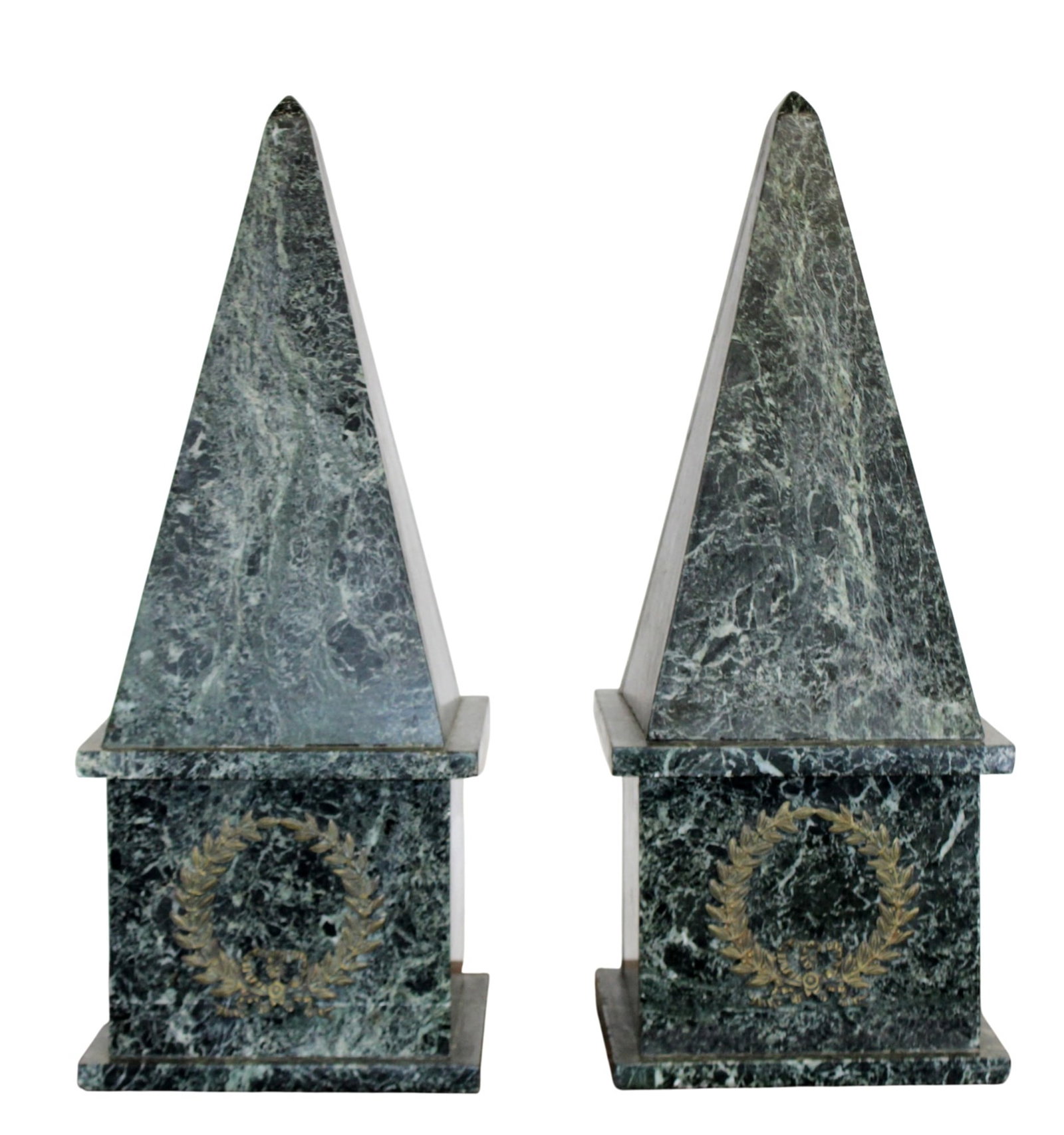 Pair of French Empire style green marble obelisks (1 of 11)