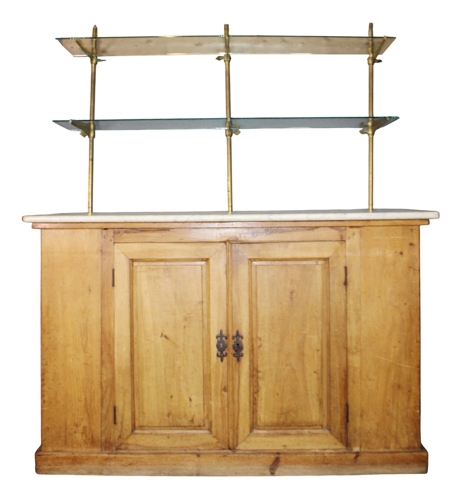 French pastry shop counter in pine with brass and glass etagere (1 of 7)