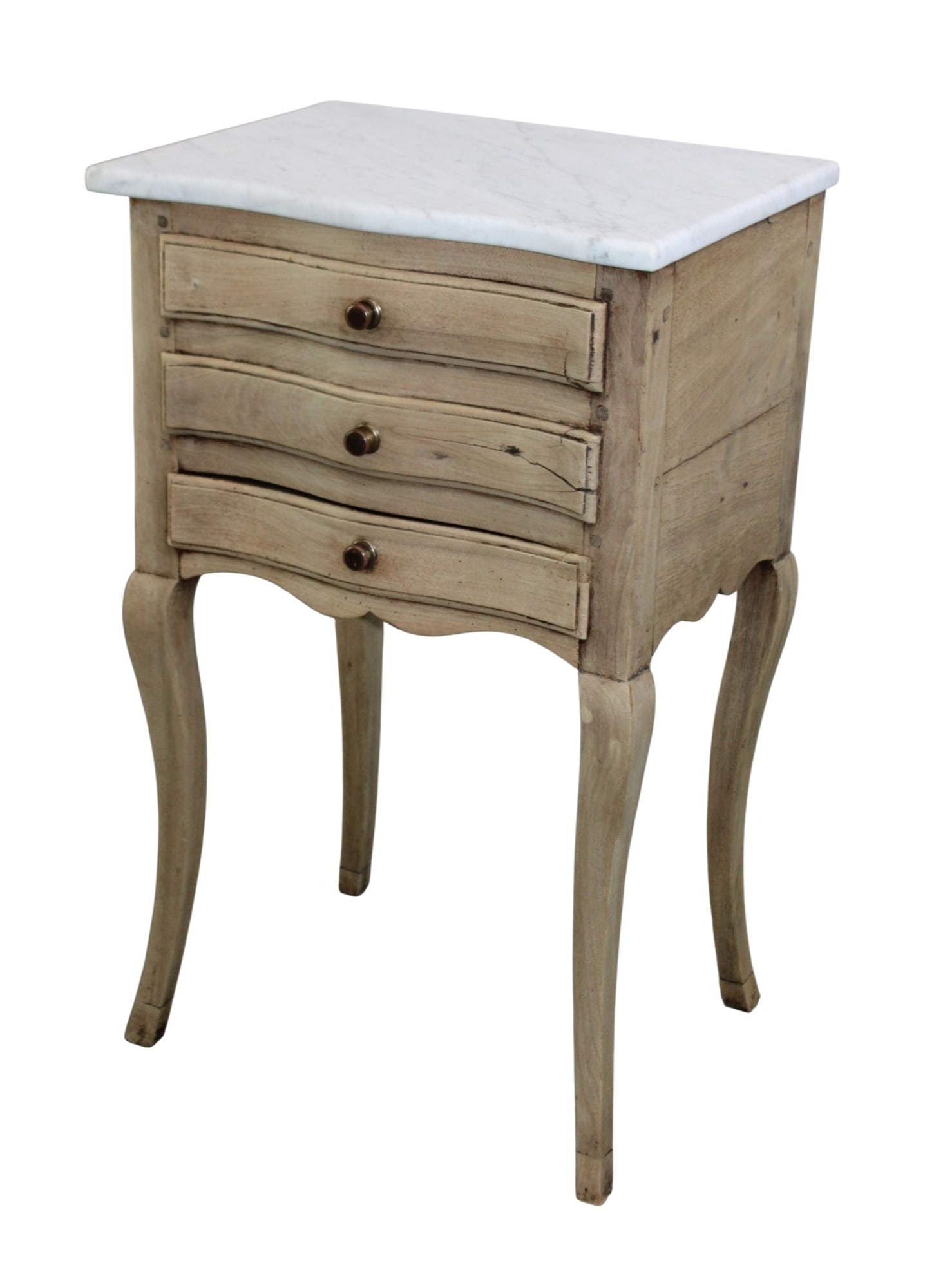 French Louis XV double sided marble top chevet in bleached walnut (1 of 6)