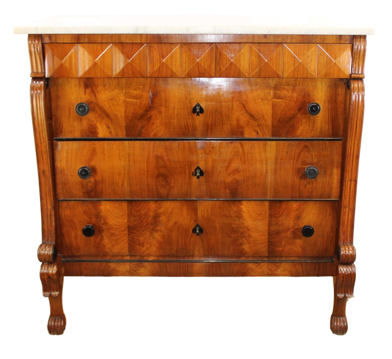 Italian 4 drawer commode in walnut with marble top (1 of 13)