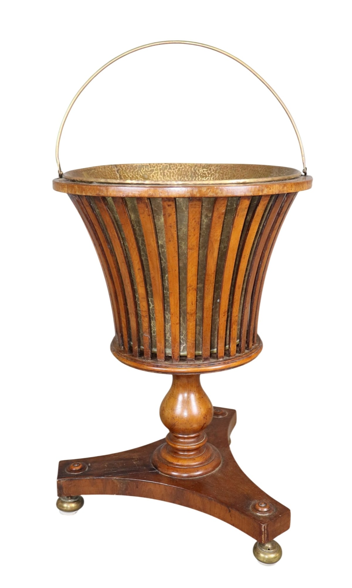 Regency style mahogany and brass urn planter with tripod base (1 of 9)