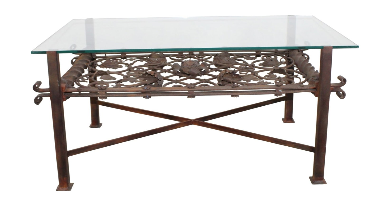 French scrolled iron glass top coffee table (1 of 14)