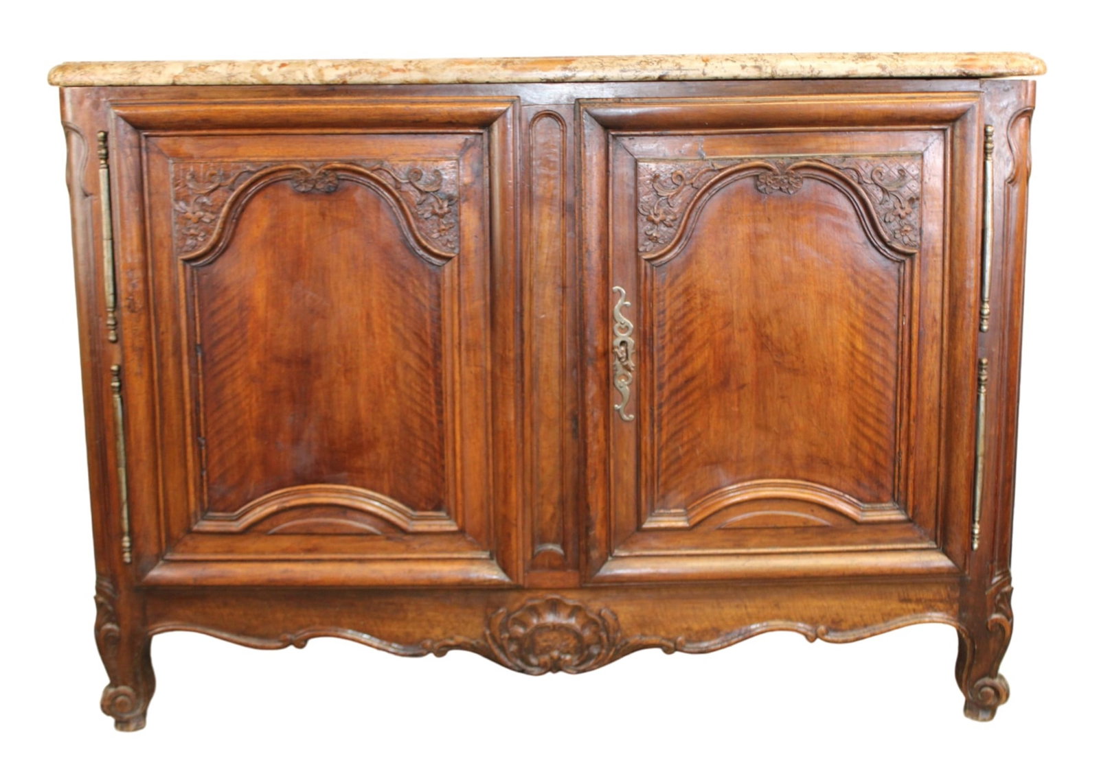 French Lyonnaise 2 door buffet bas in walnut with marble top (1 of 15)