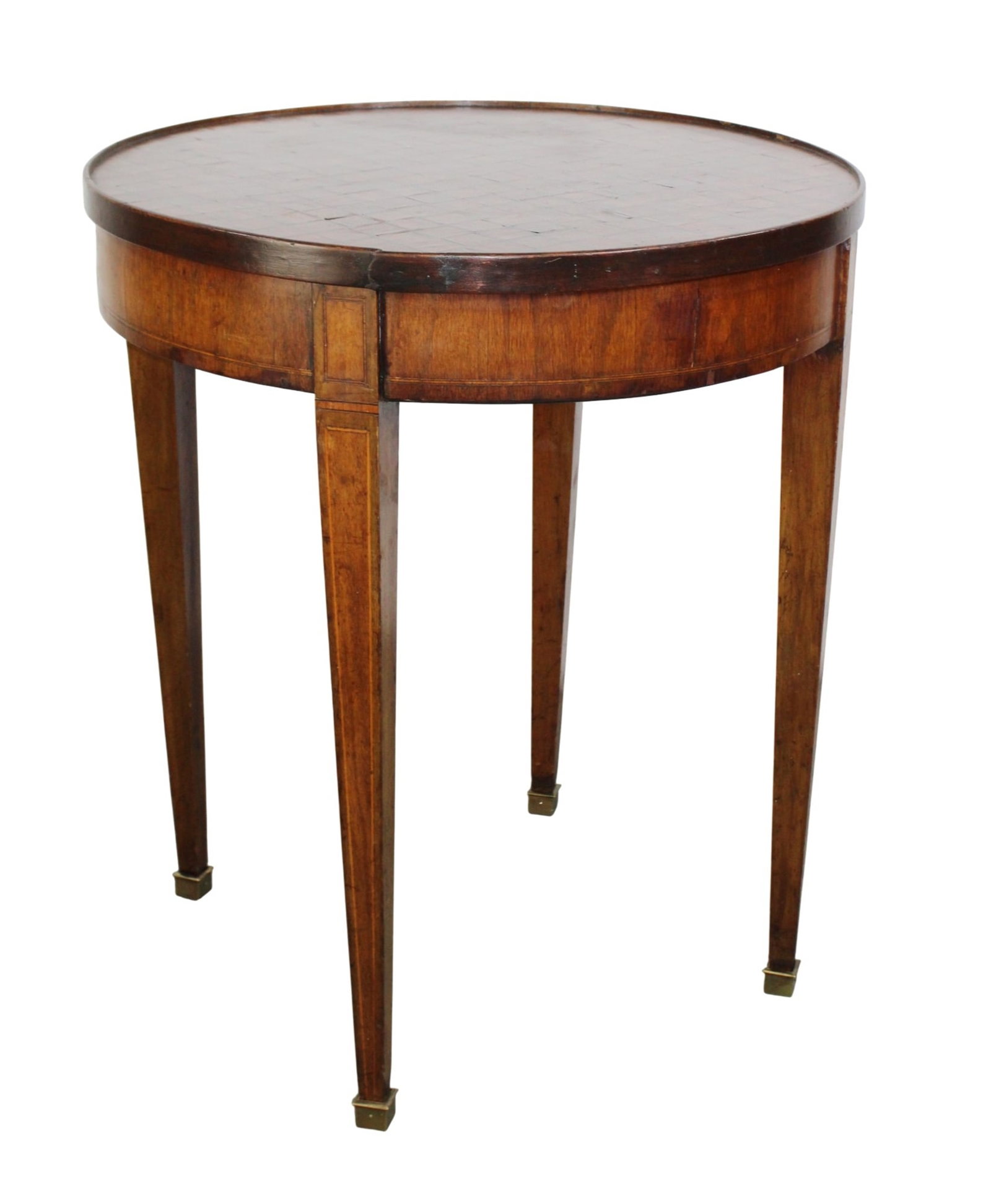 French marquetry bouillotte flip top game table on tapered legs (1 of 9)