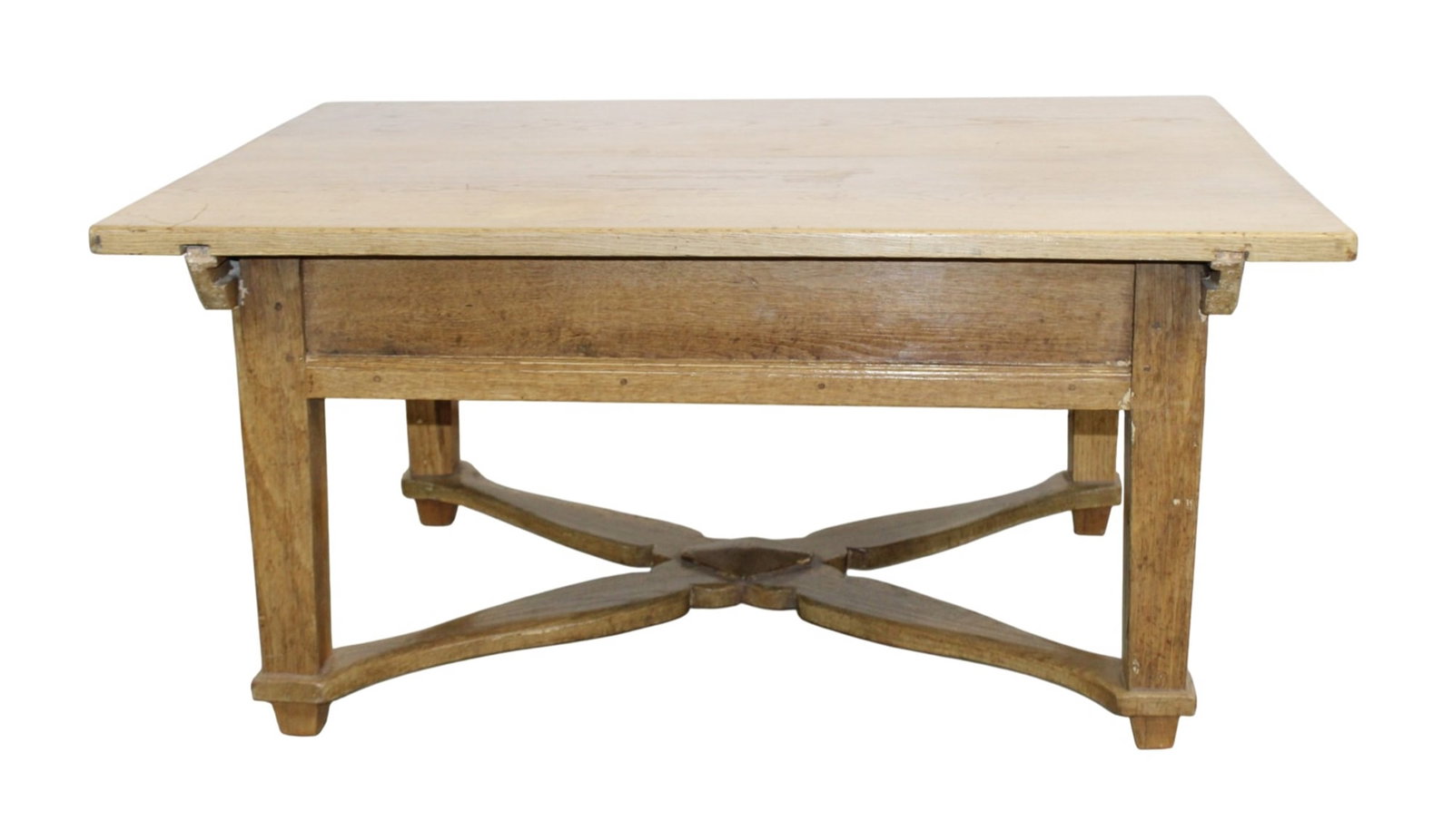 French oak coffee table on crossed stretcher (1 of 10)