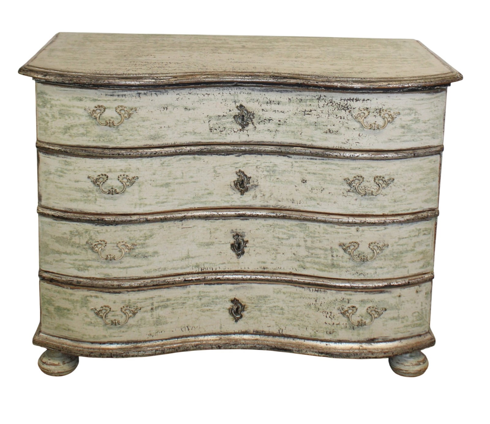 Italian serpentine front 4 drawer commode in pine with painted finish (1 of 9)