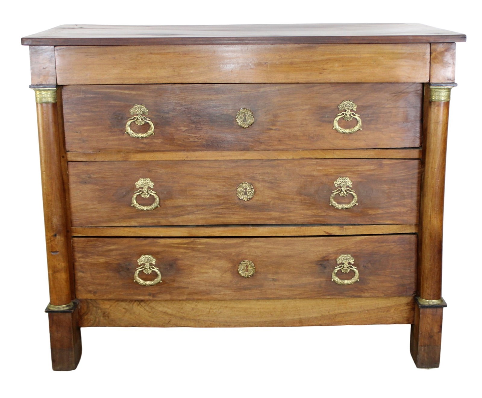 French Empire commode in walnut with columns (1 of 9)