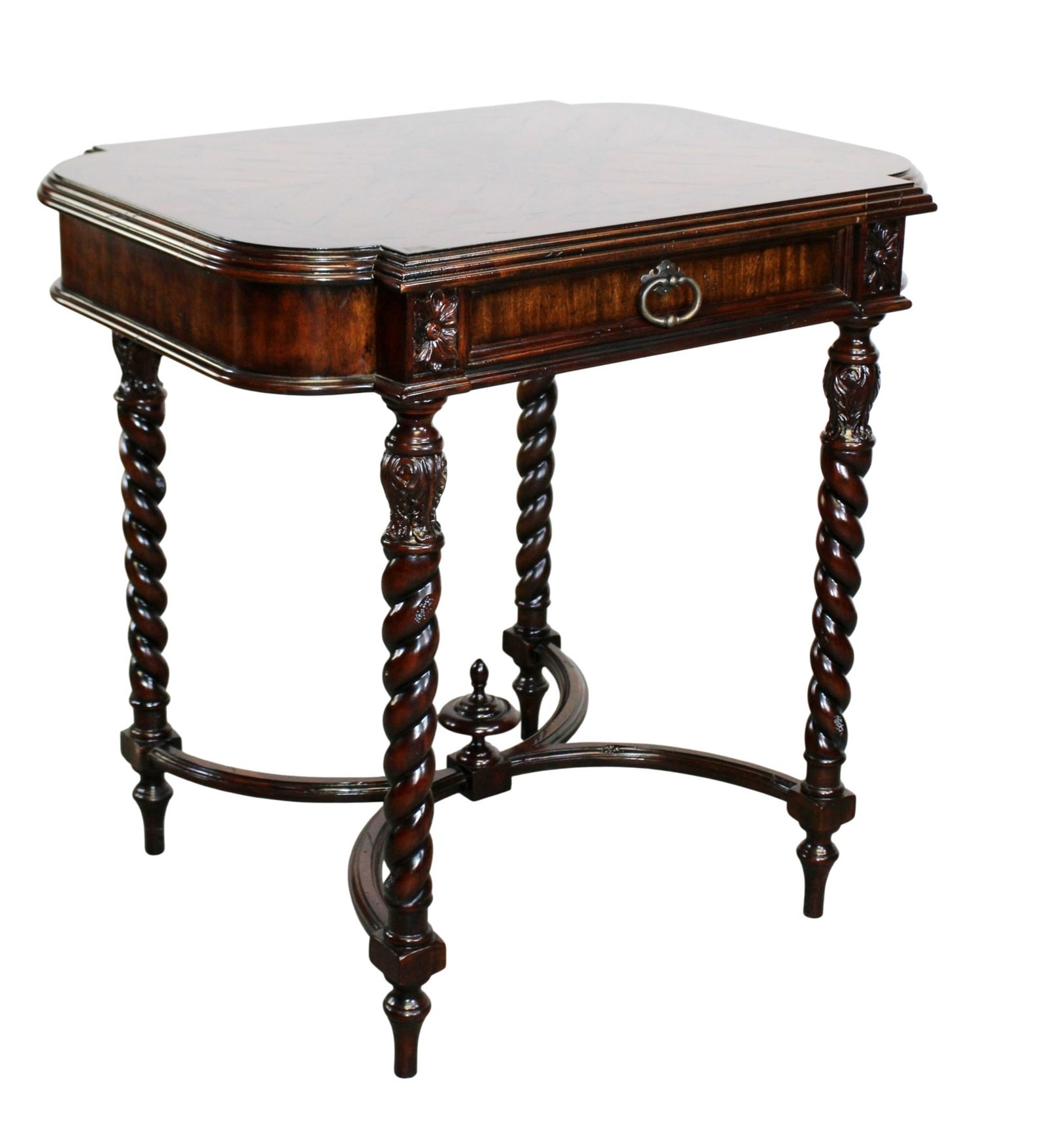 Maitland Smith mahogany side table on barley twist legs (1 of 9)