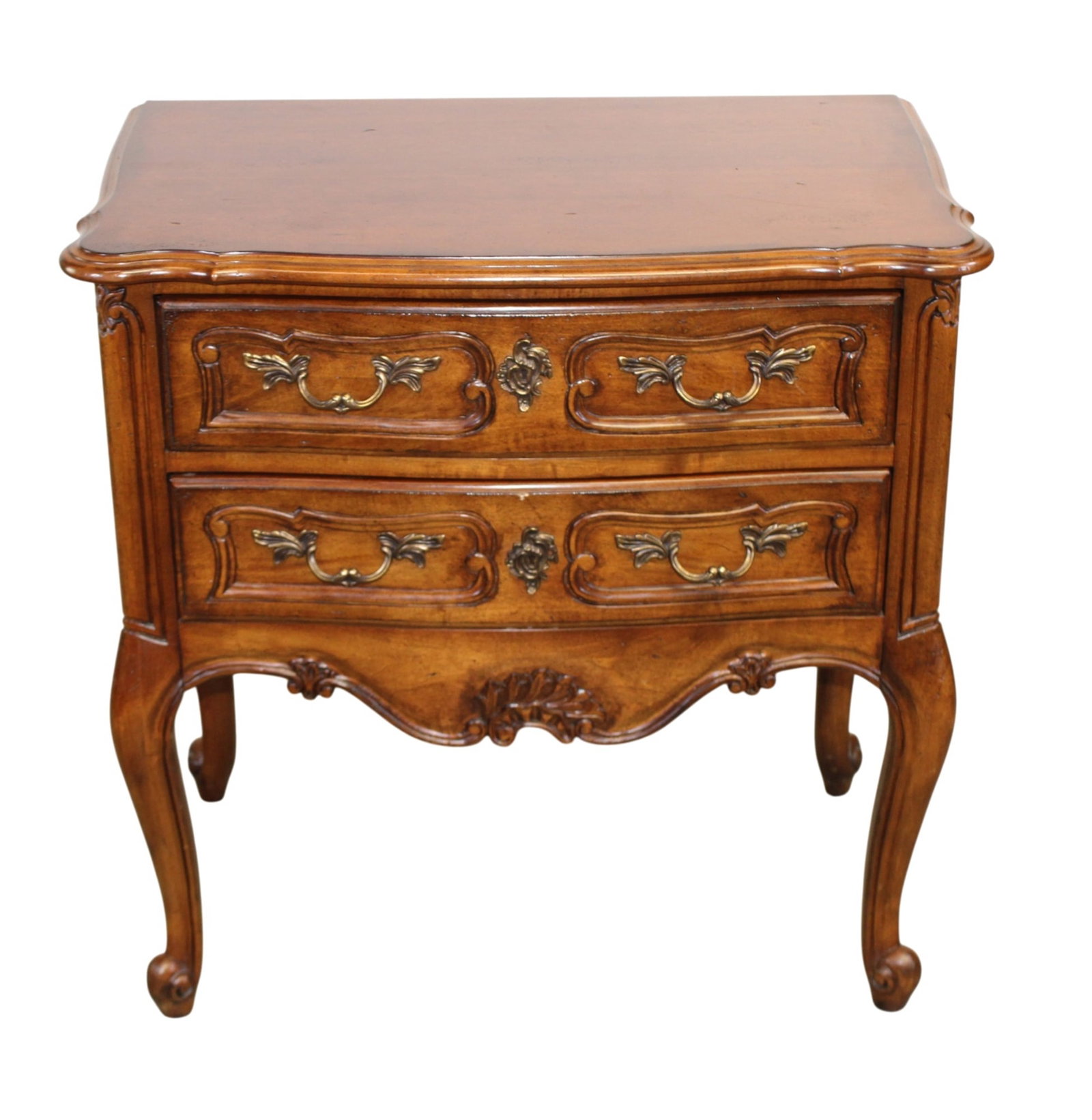 Hickory Chair Co Louis XV style chest: Hickory Chair Co Louis XV style 2 drawer chest. Late 20th century. 30"h x 30"w x 19"d