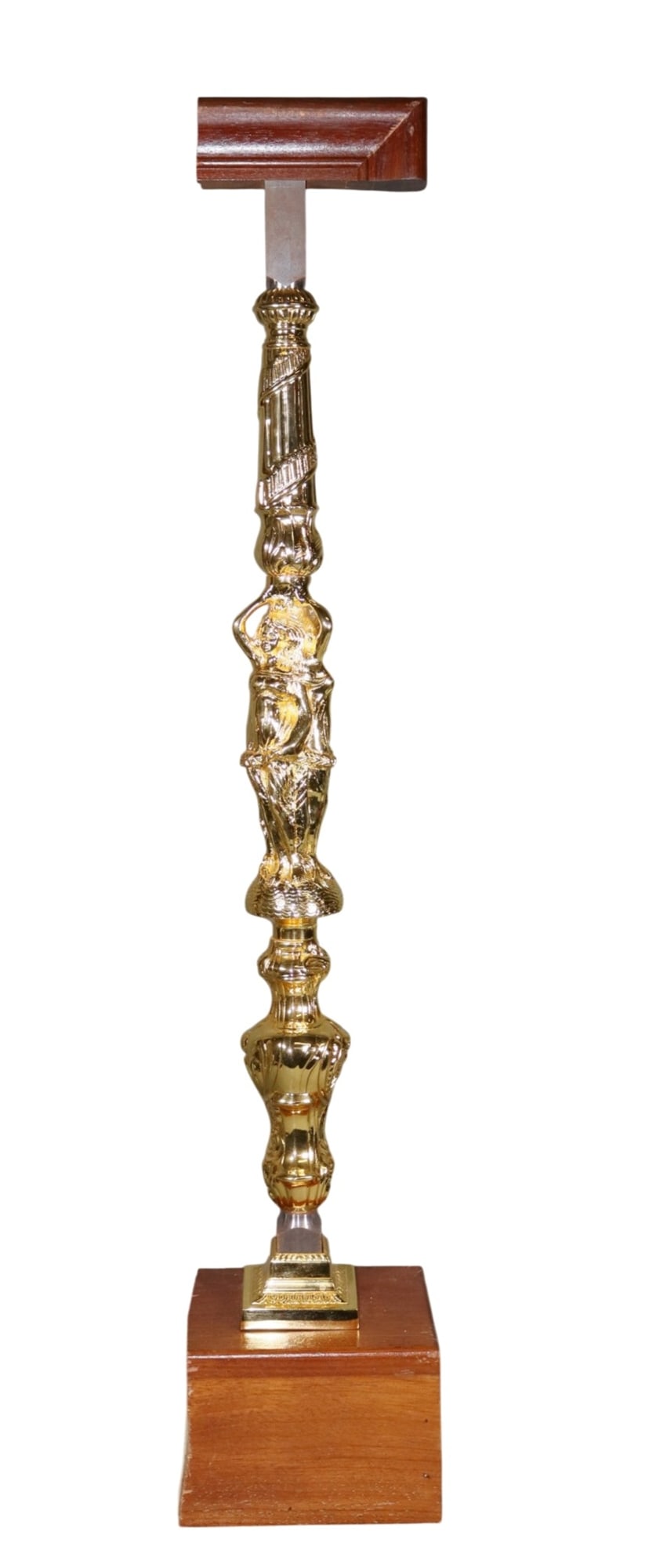 Royal' newel post with robed figures in bronze with gold plating (1 of 7)