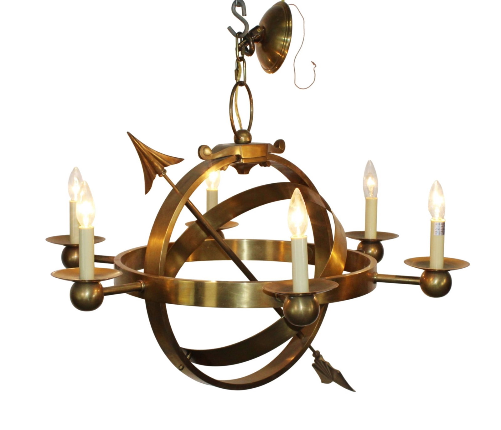 Armillary sphere 6-light chandelier in bronze (1 of 12)