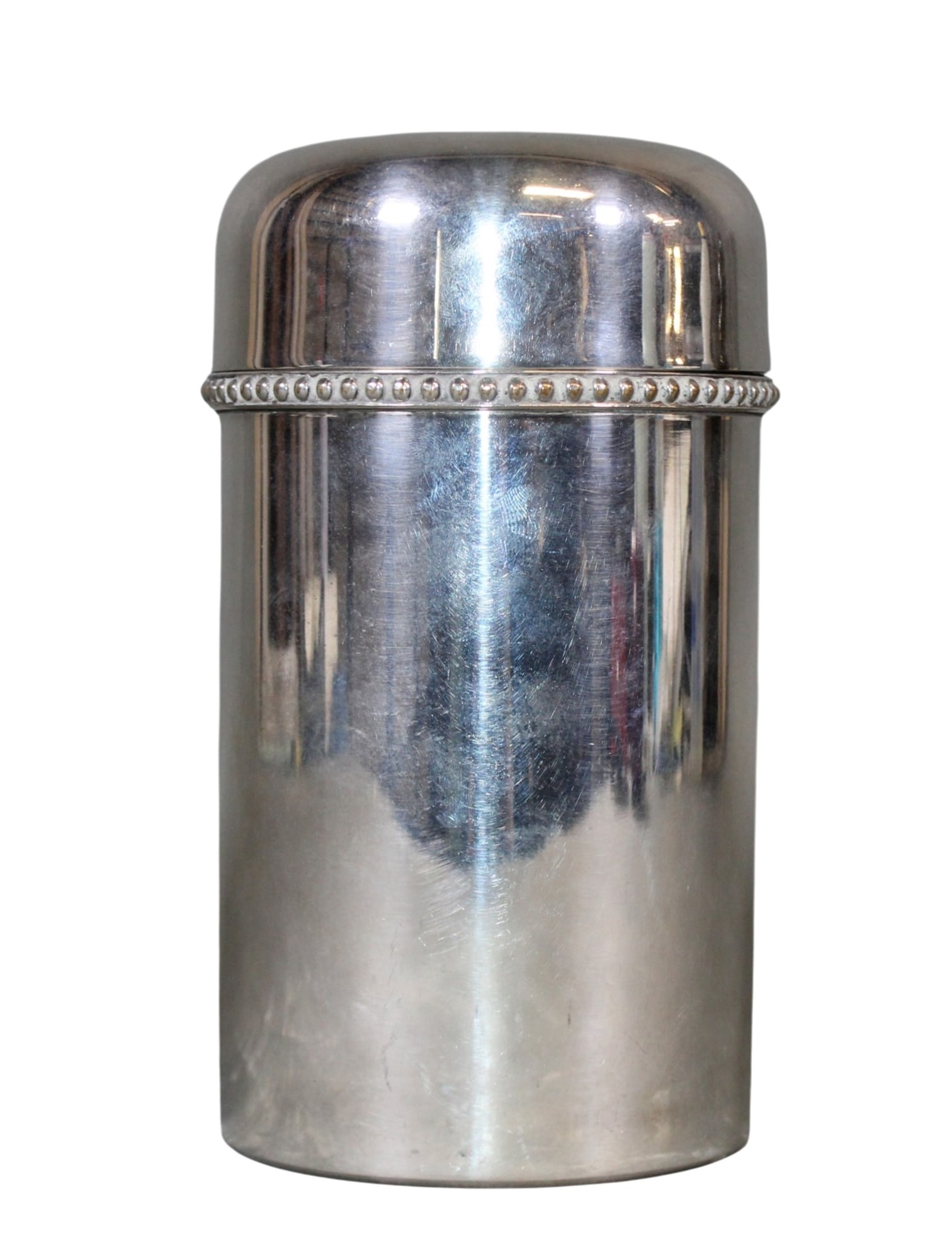 French silver plated cylinder form cocktail shaker. (1 of 7)