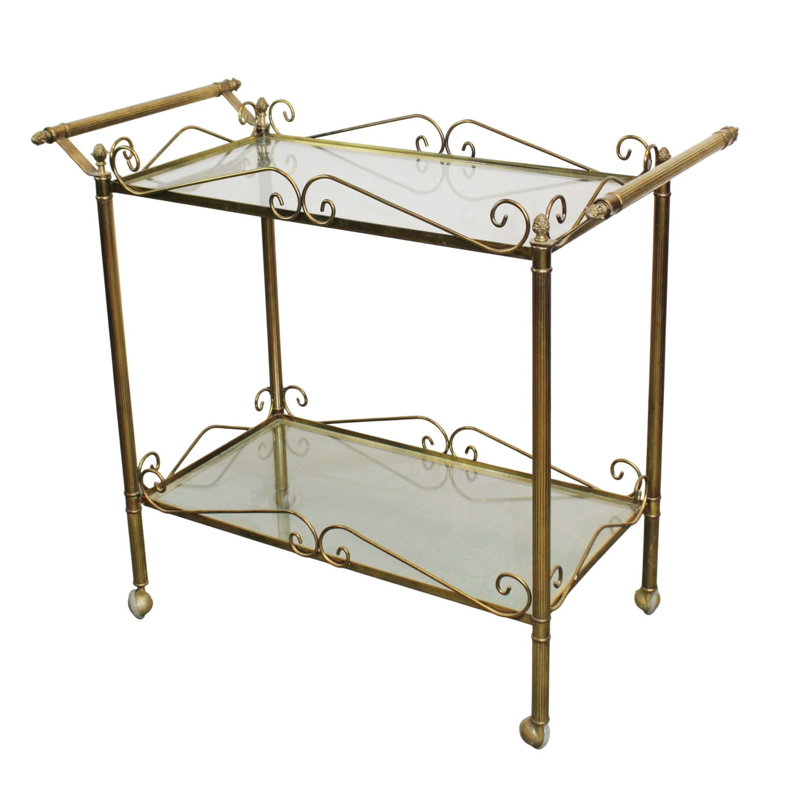 Italian brass and glass rolling bar cart (1 of 9)