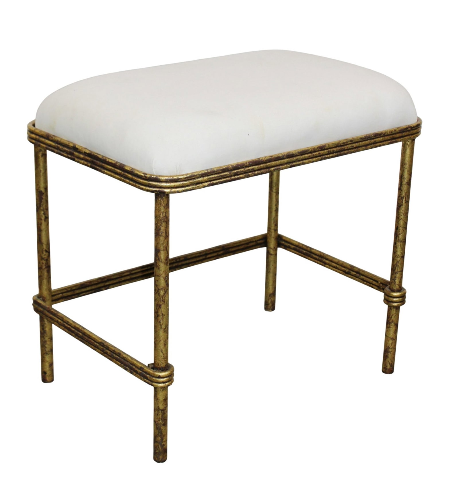 Hollywood Regency gold finished iron vanity stool (1 of 7)