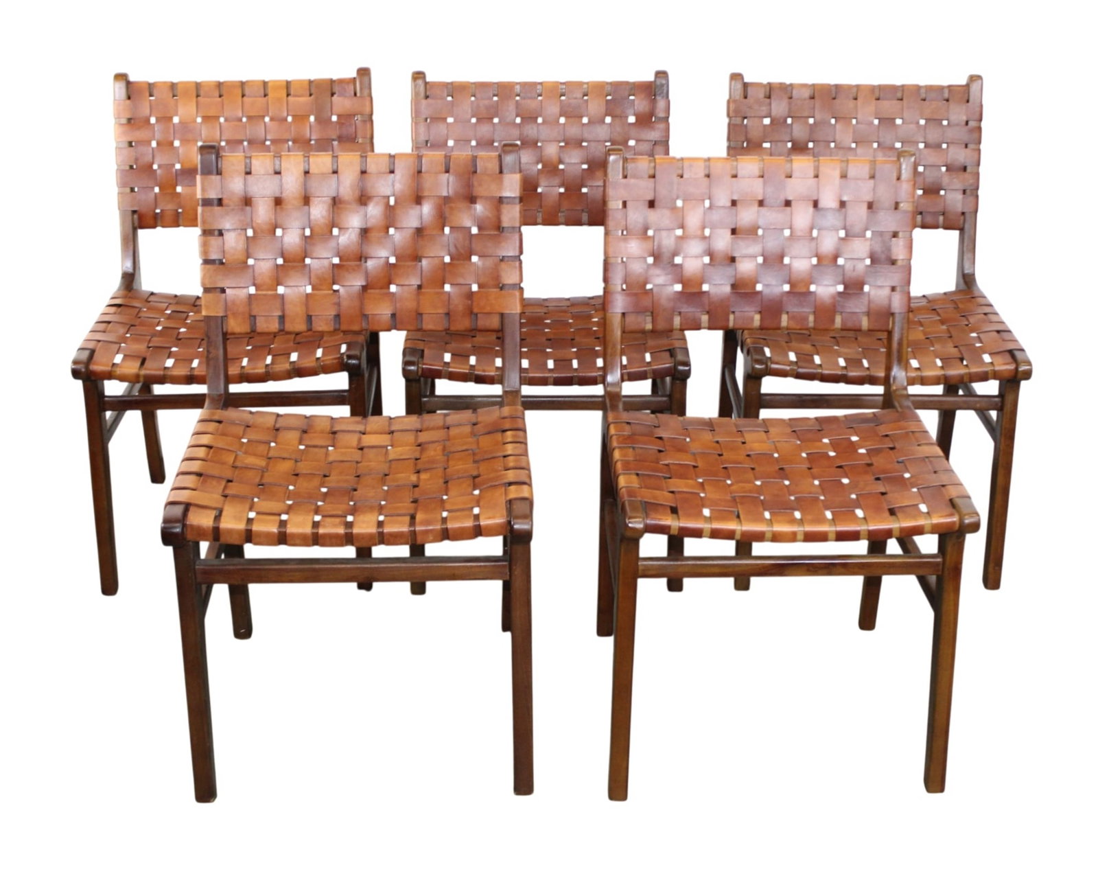 Set of 5 Frontgate woven leather seat chairs (1 of 10)