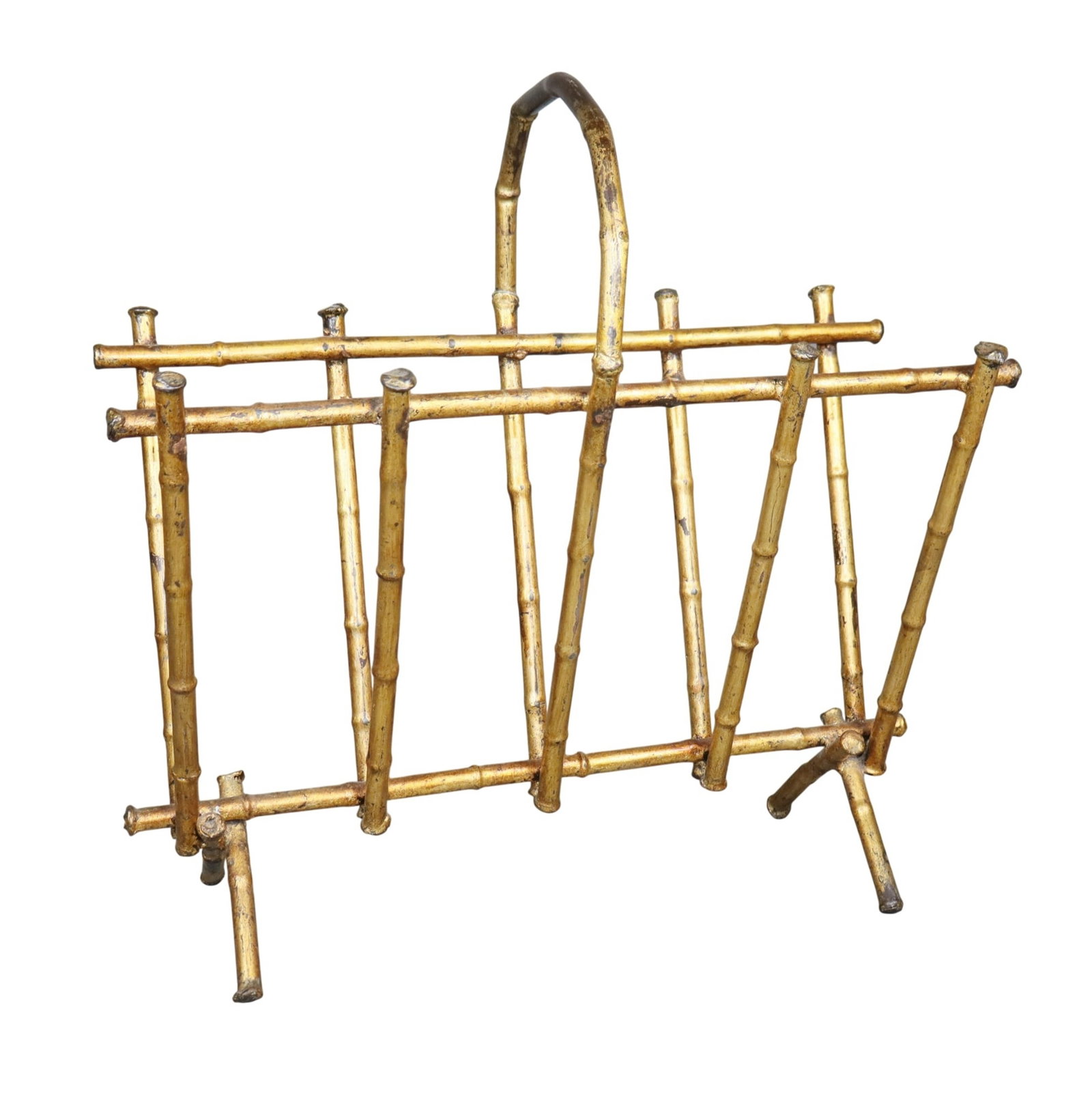 Spanish faux bamboo magazine rack with in cast iron with gilt finish (1 of 8)