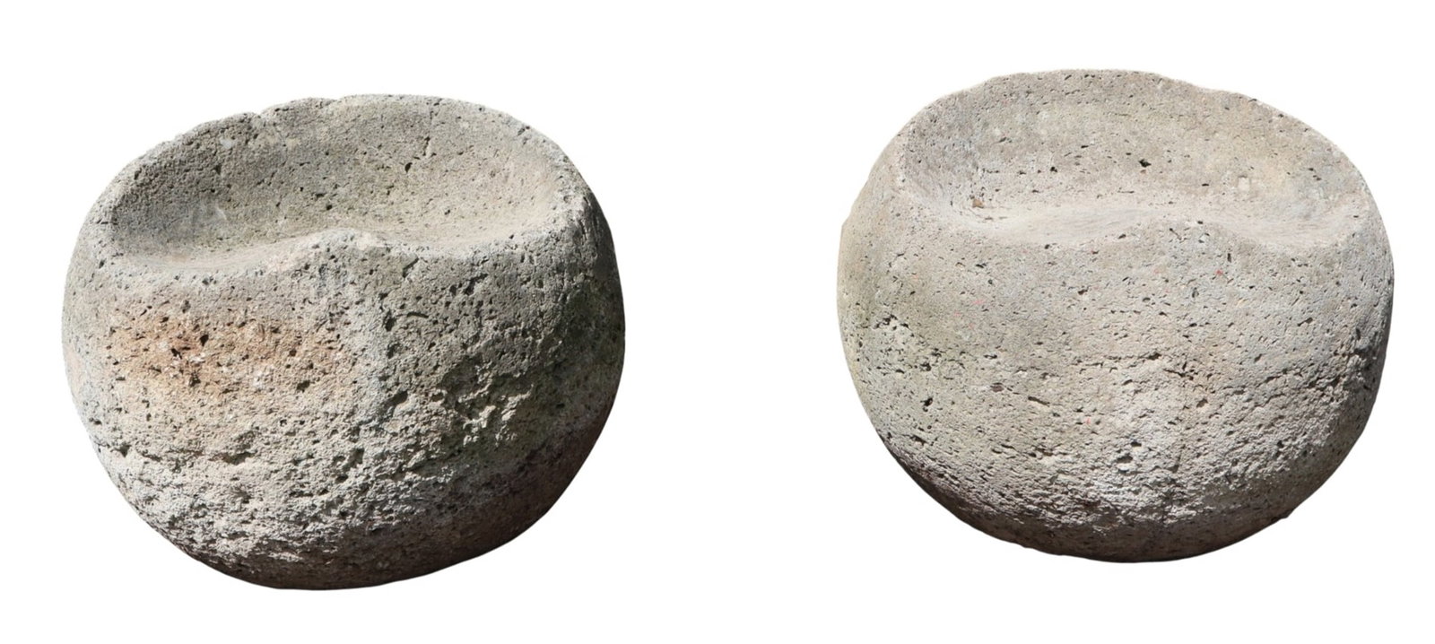 Pair of cast concrete spherical garden seats (1 of 9)