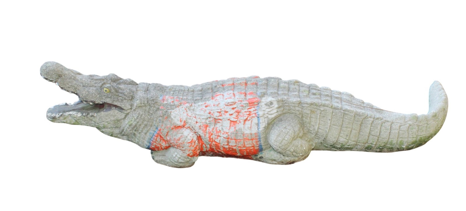 Cast concrete garden sculpture of alligator (1 of 7)