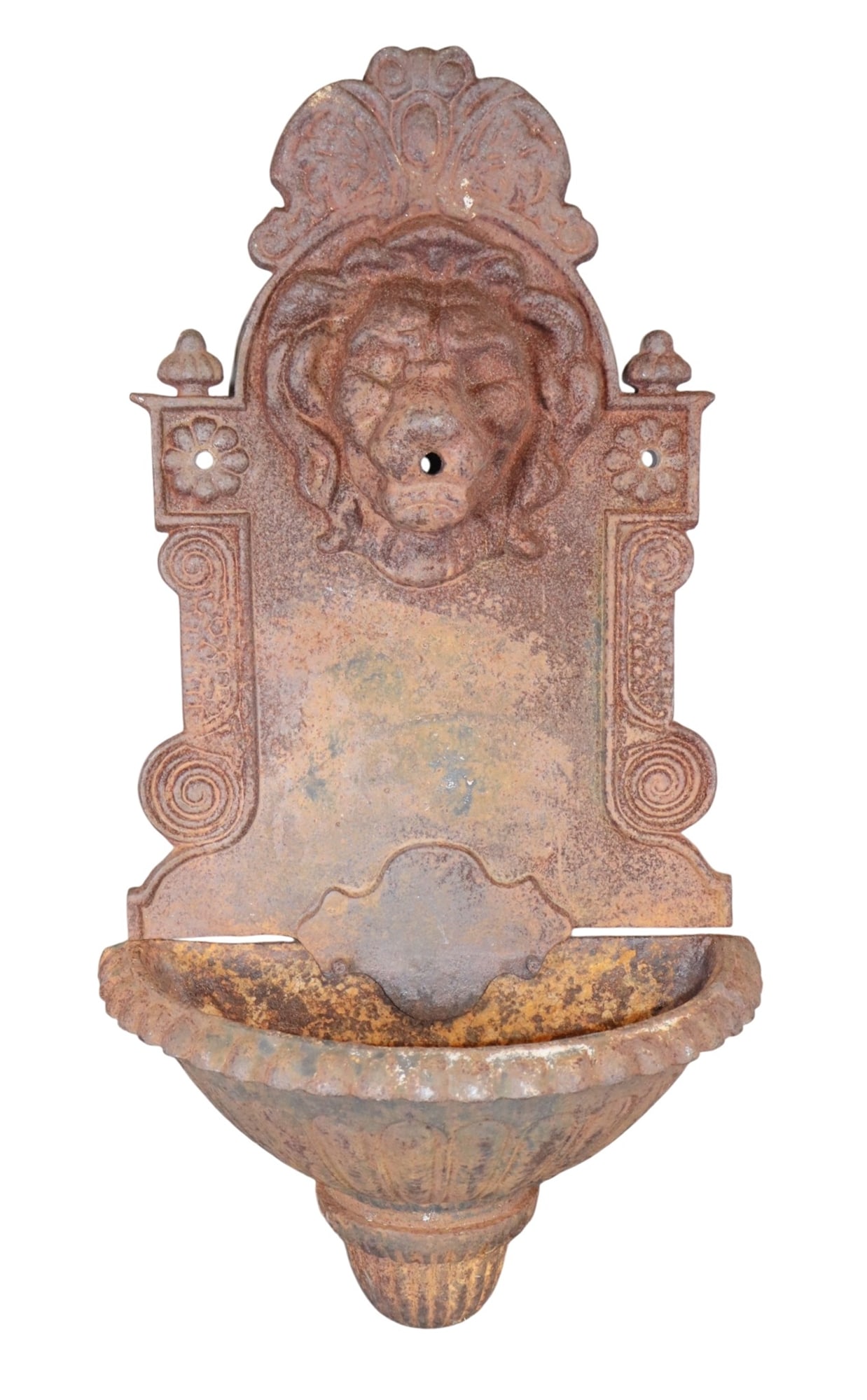 Cast iron wall fountain with lion head spout (1 of 9)