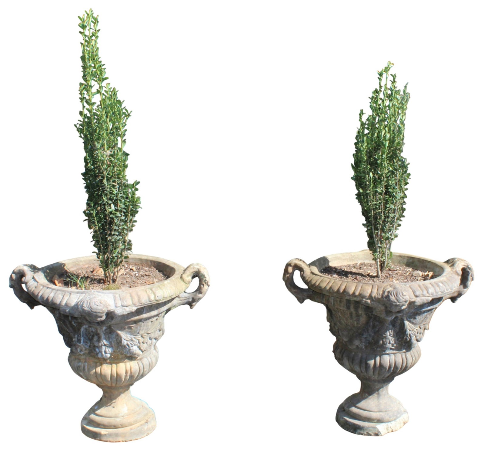 Pair of cast stone garden urns (1 of 11)