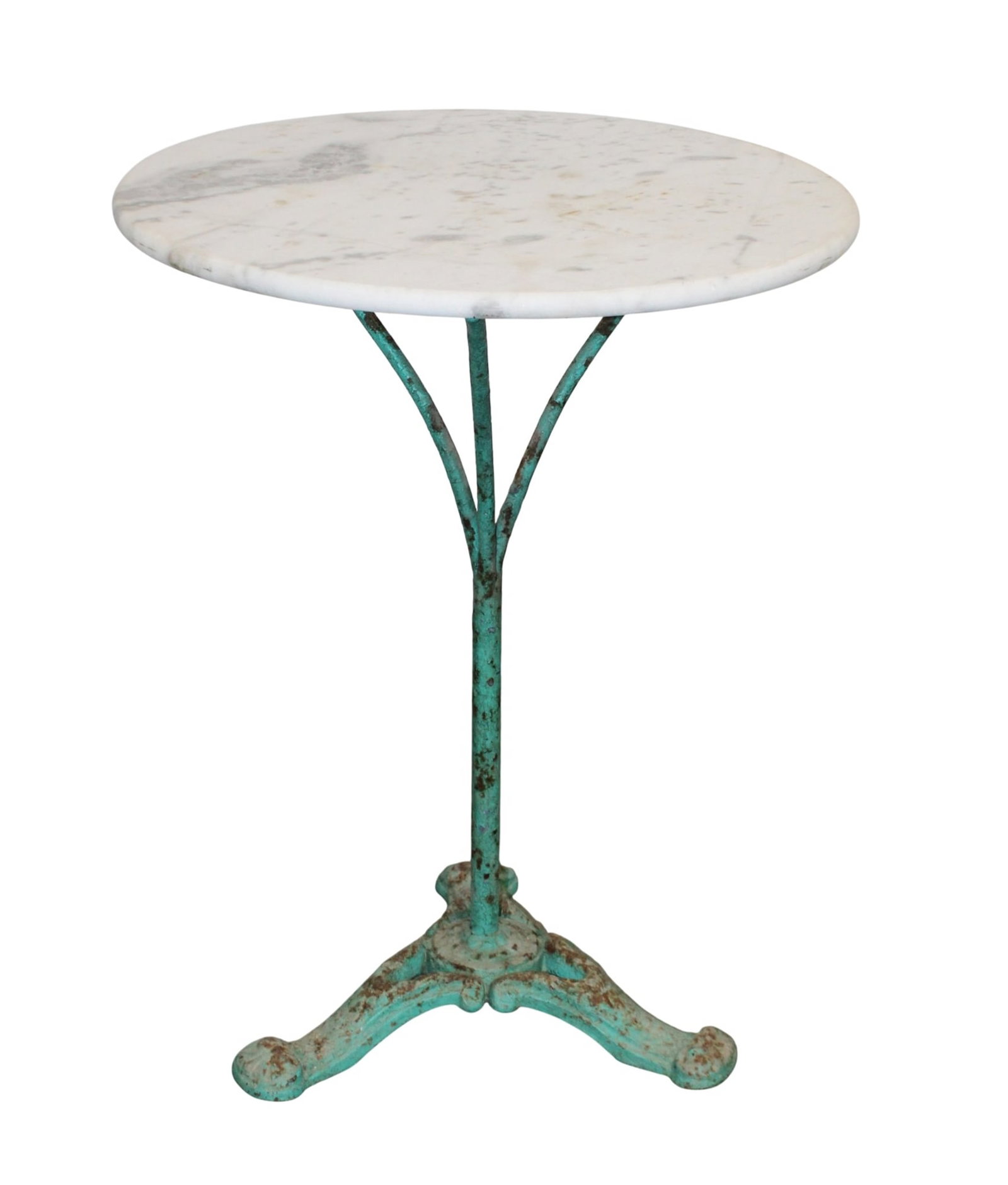 French cafe table with cast iron pedestal base and marble top (1 of 9)