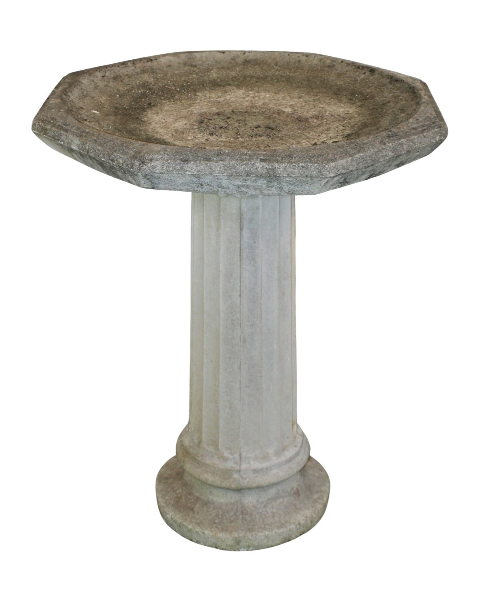 Cast garden stone fluted pedestal bird bath octagonal top (1 of 7)