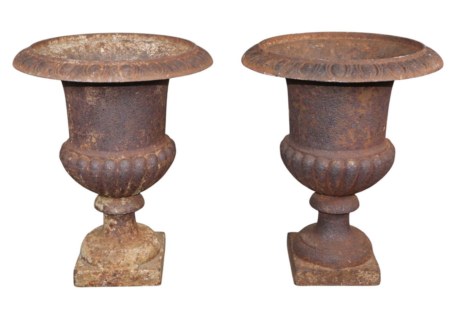 Pair of French classical cast iron garden urns (1 of 10)