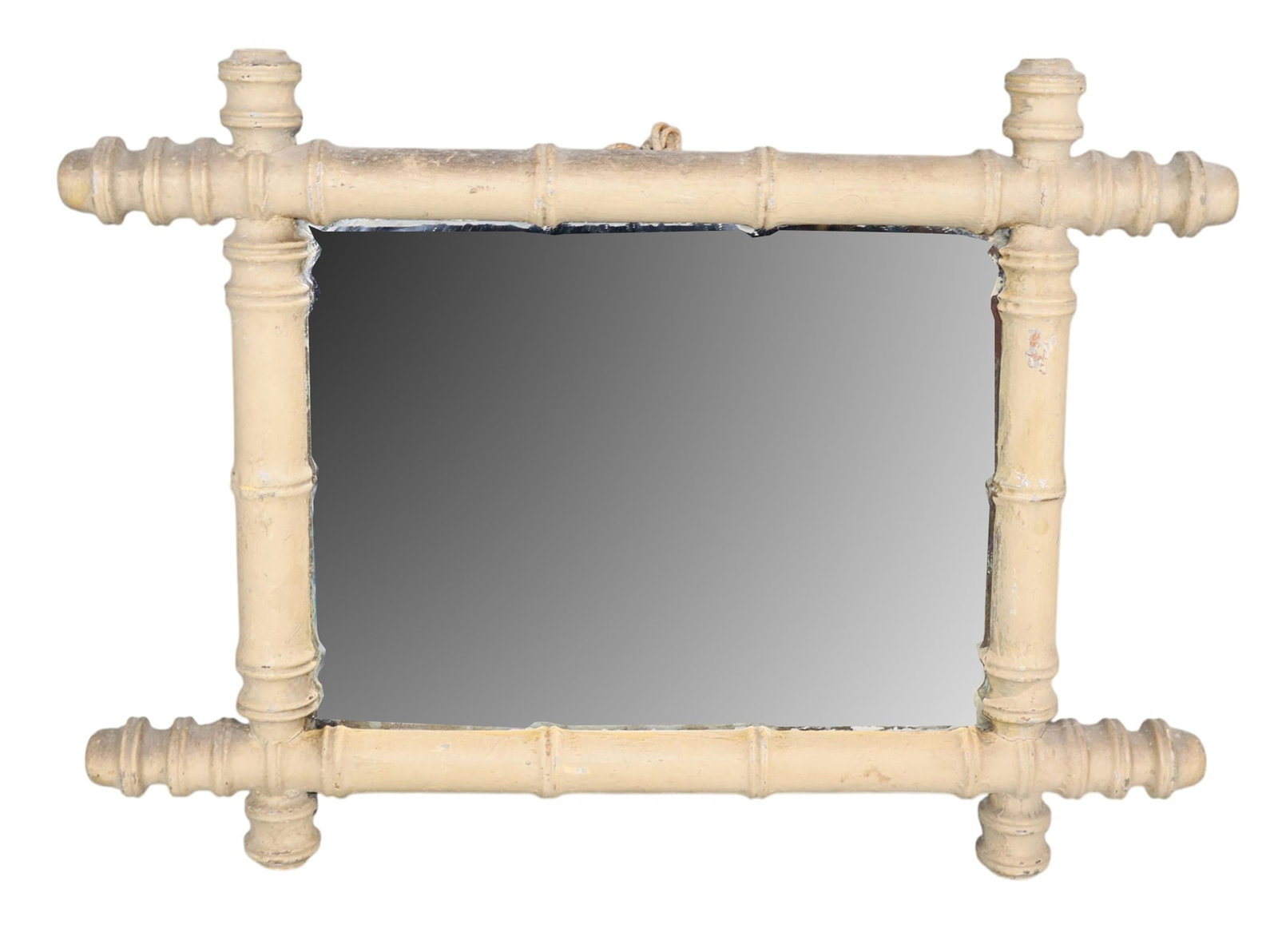 French painted faux bamboo mirror: French painted faux bamboo mirror. 12 3/8"h x 16 3/4"w Weight: 3lbs
