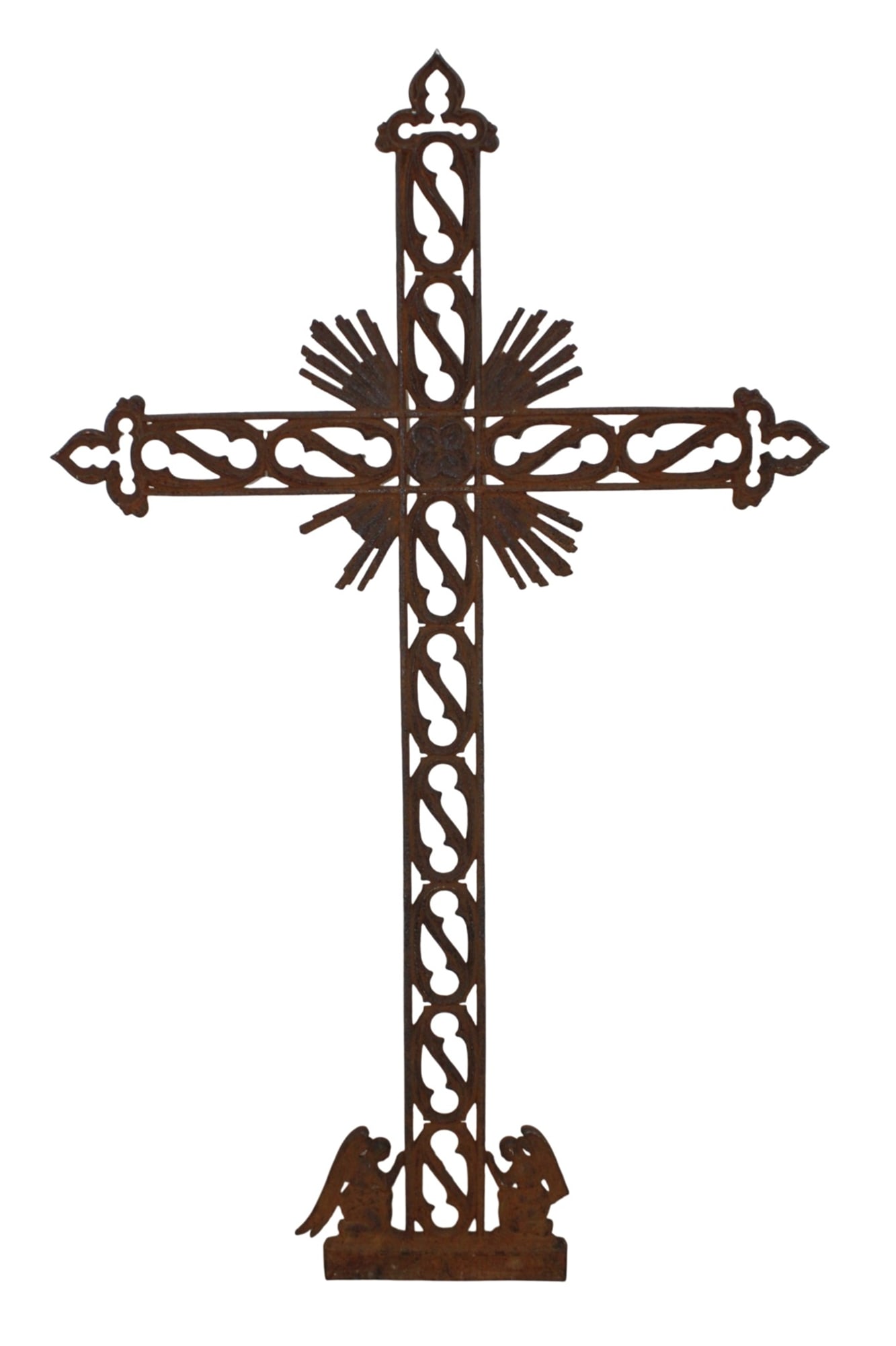 Cast iron cross with angels: Cast iron cross with angels. 53 1/2"h x 32 1/4"w x >1/2"d