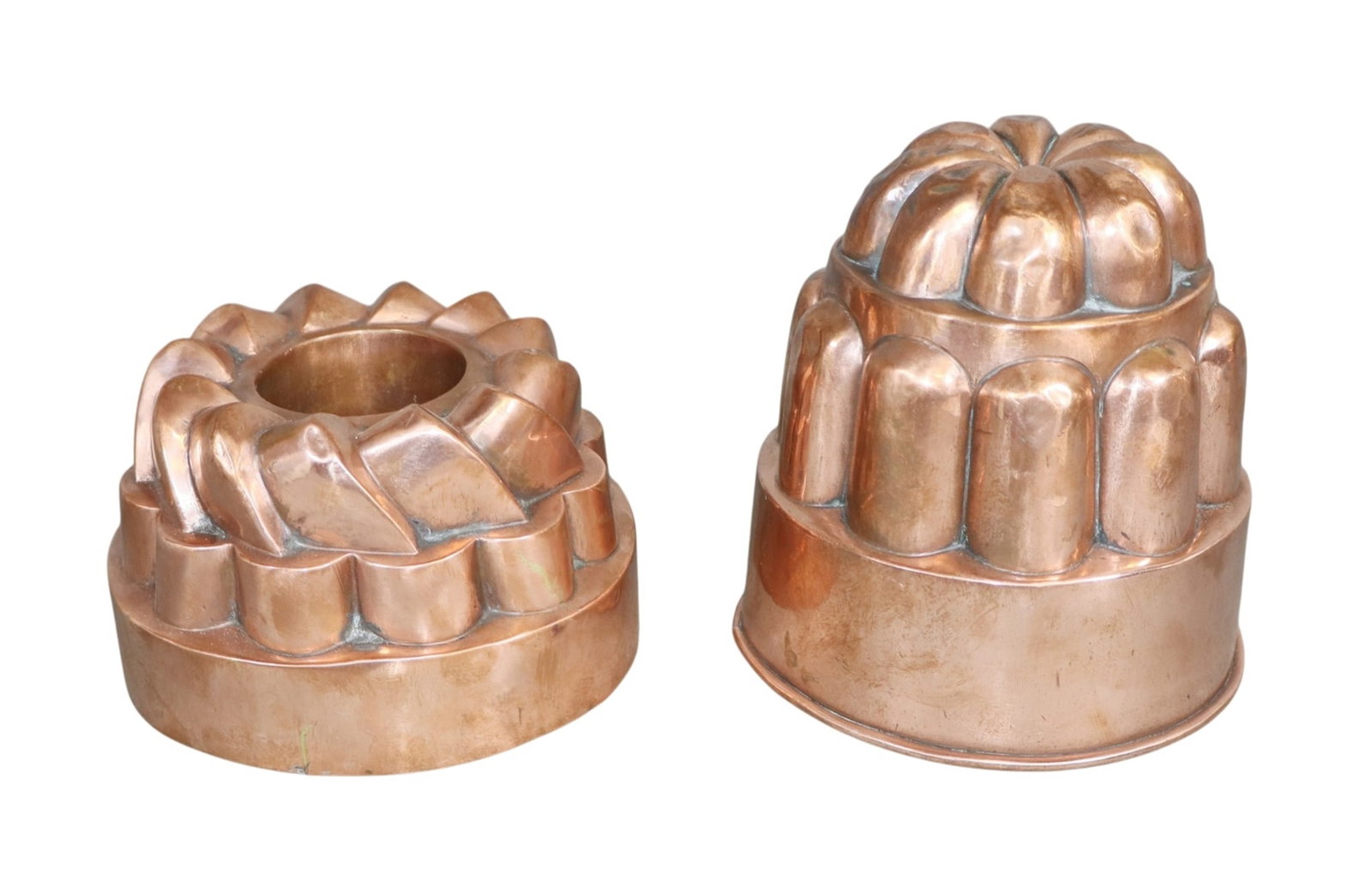 Lot of 2 French copper cake or jelly molds (moule a gateau) (1 of 10)