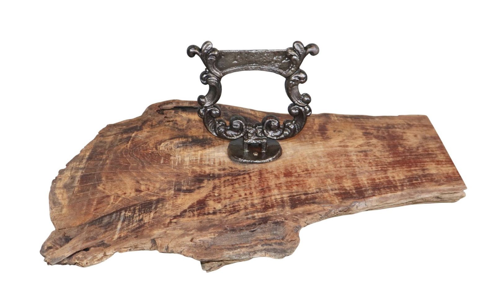 Cast iron boot scraper mounted on live oak board (1 of 10)