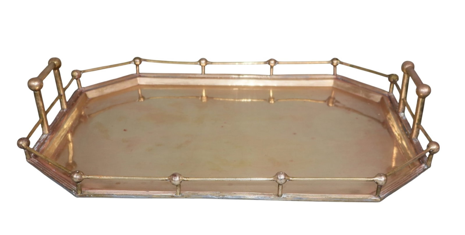 Vintage Mottahedeh brass serving tray with stick and ball gallery (1 of 7)