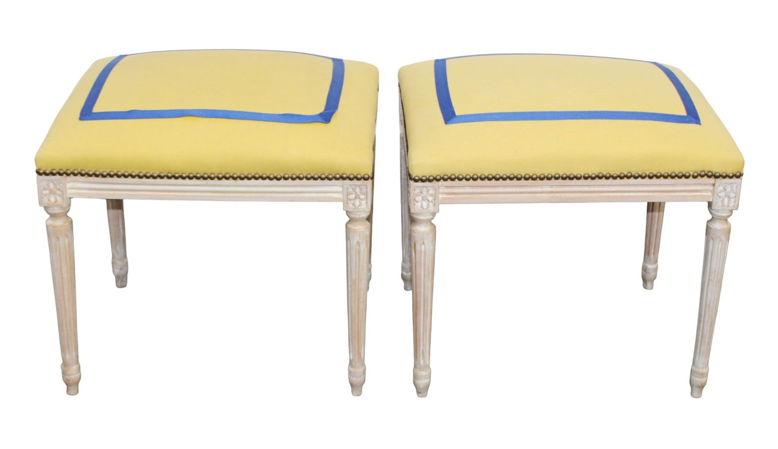 Pair of Louis XVI style upholstered stools (1 of 6)