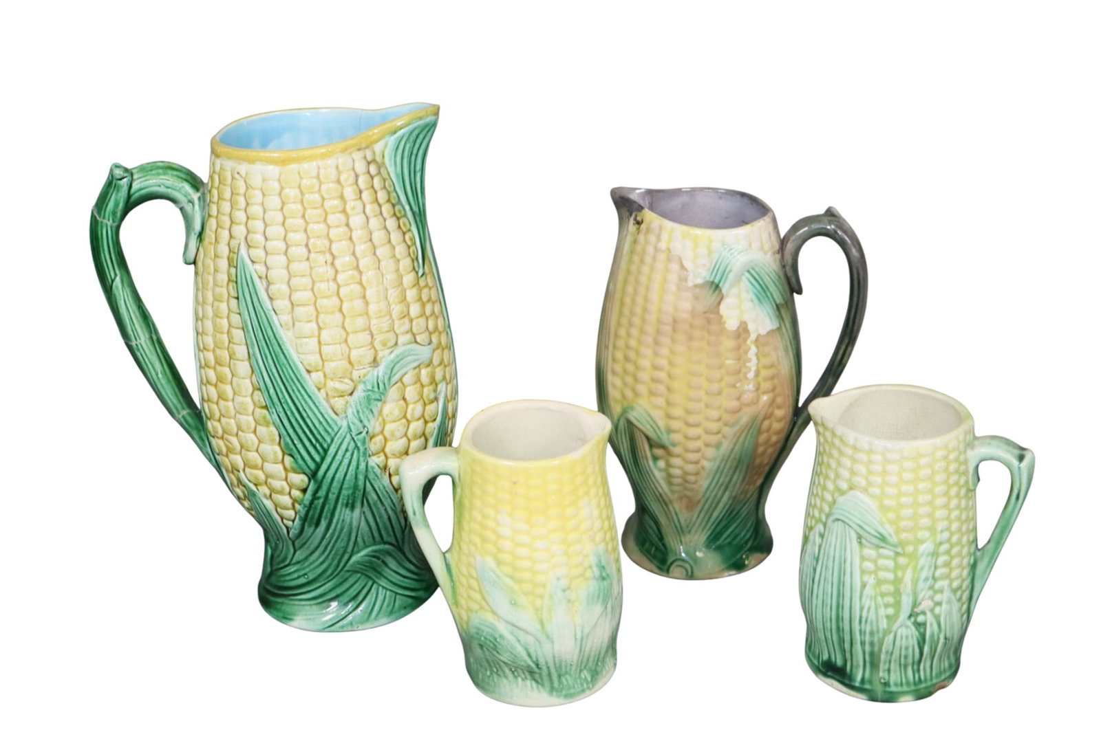 English 4 piece Majolica corn pitcher set (1 of 9)