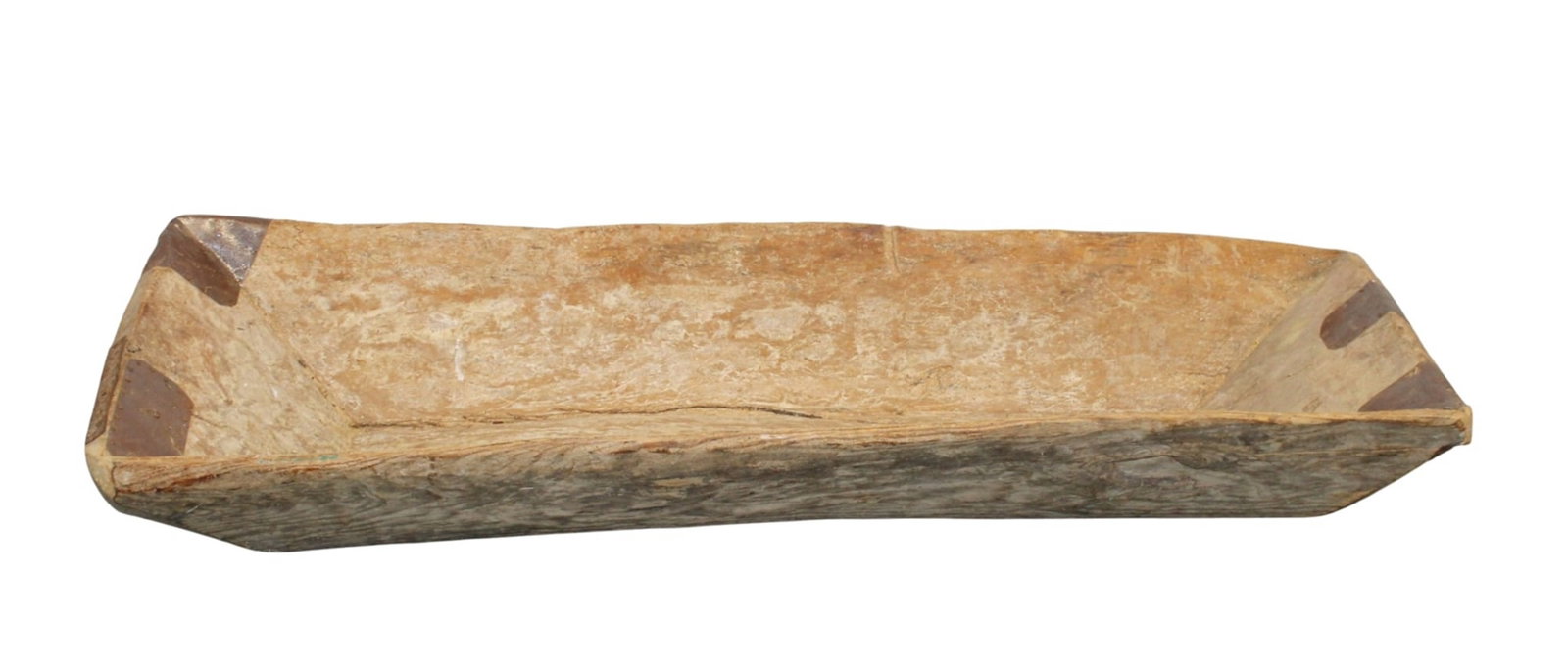 Large Primitive wooden dough bowl with iron accents (1 of 9)