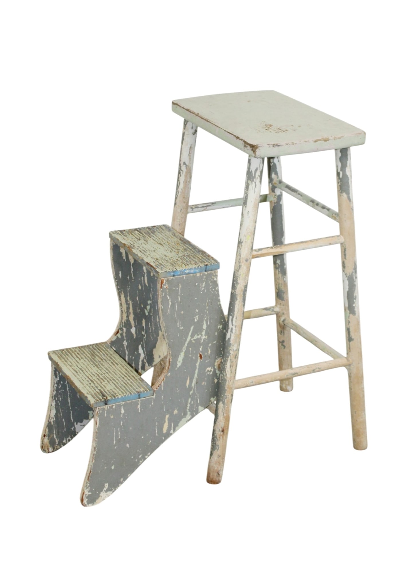 American primitive folding wooden ladder stool (1 of 9)