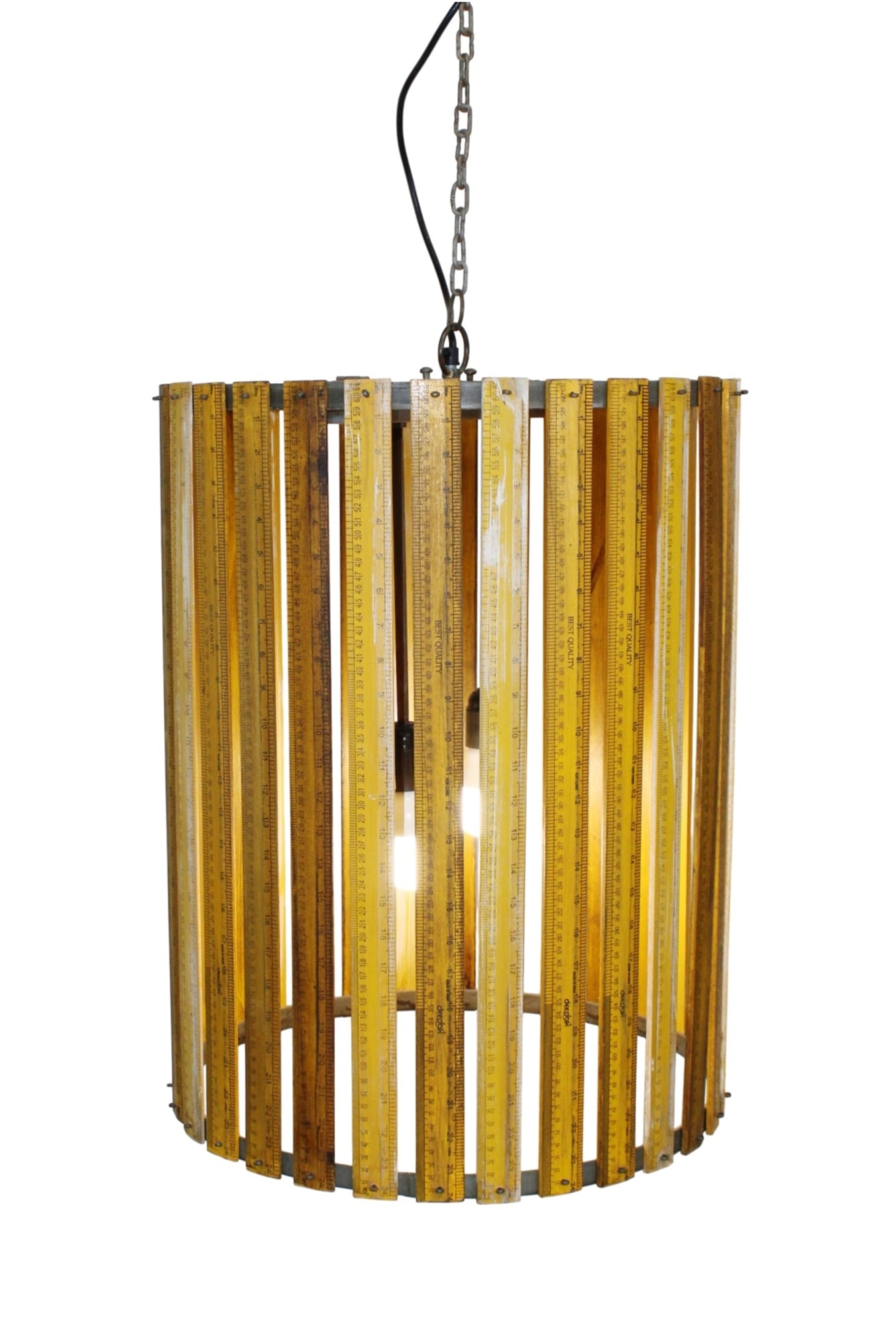 GO Home Ltd drum pendant chandelier with rulers: GO Home Ltd drum pendant chandelier with rulers. 24 1/2"h x 18 1/2"dia
