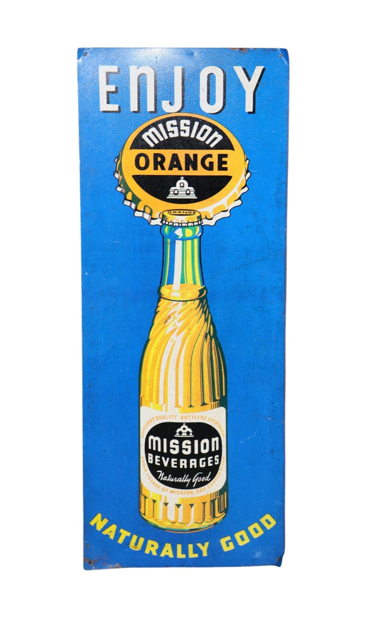 1950's enamel on steel Mission Beverage sign (1 of 4)
