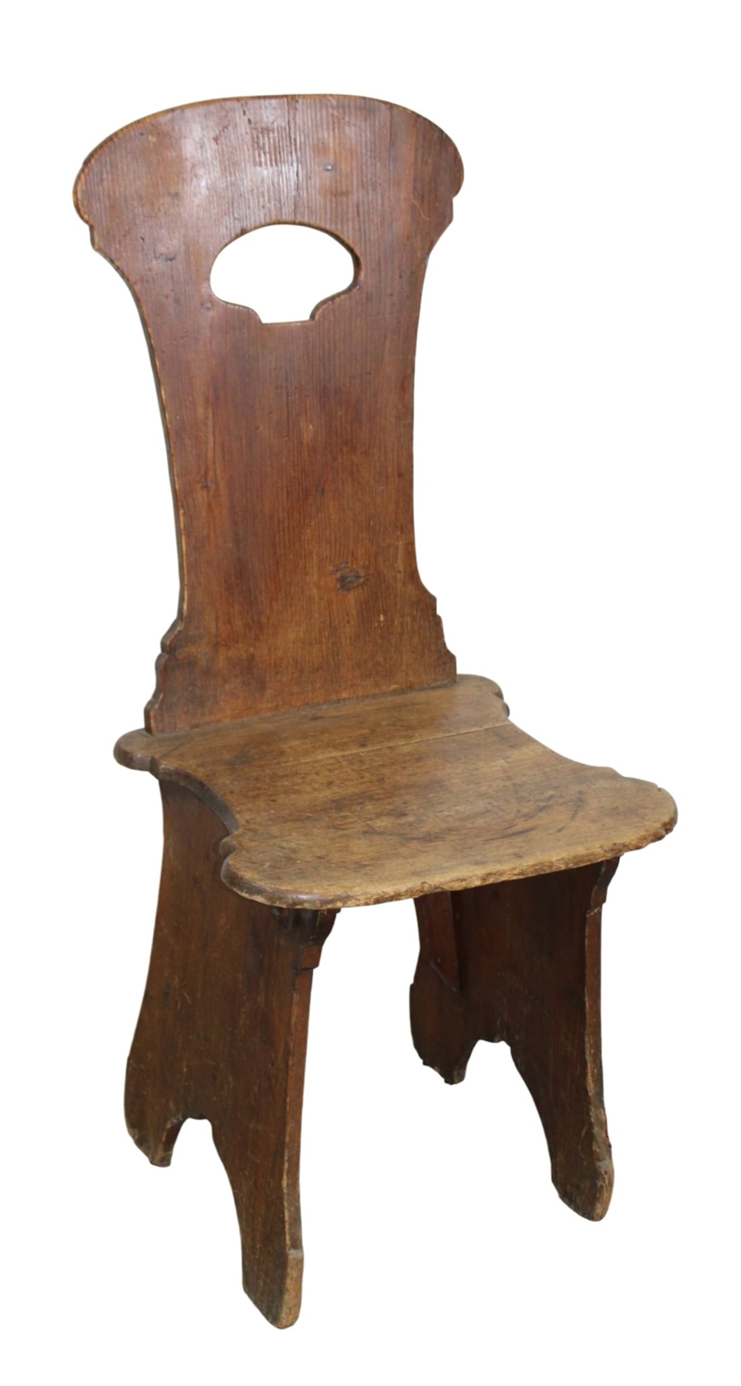 Primitive pine hall chair with spade back (1 of 9)