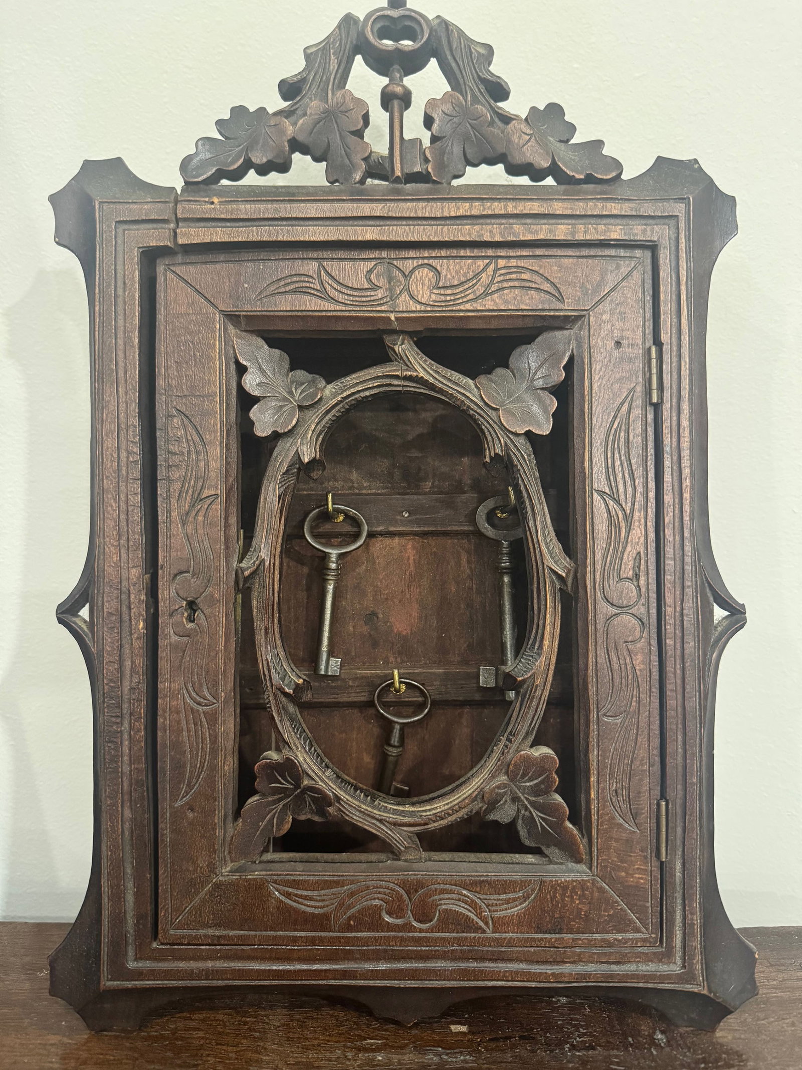 German Black Forest pierce carved wall mount key box (1 of 7)
