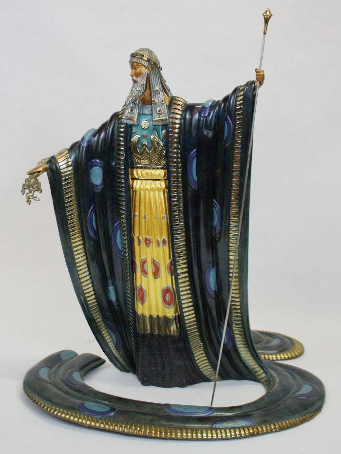 Erte polychrome bronze Zeus: Limited edition signed and numbered. 1989. 212/500. Seven Arts Foundry. 16 1/2"h