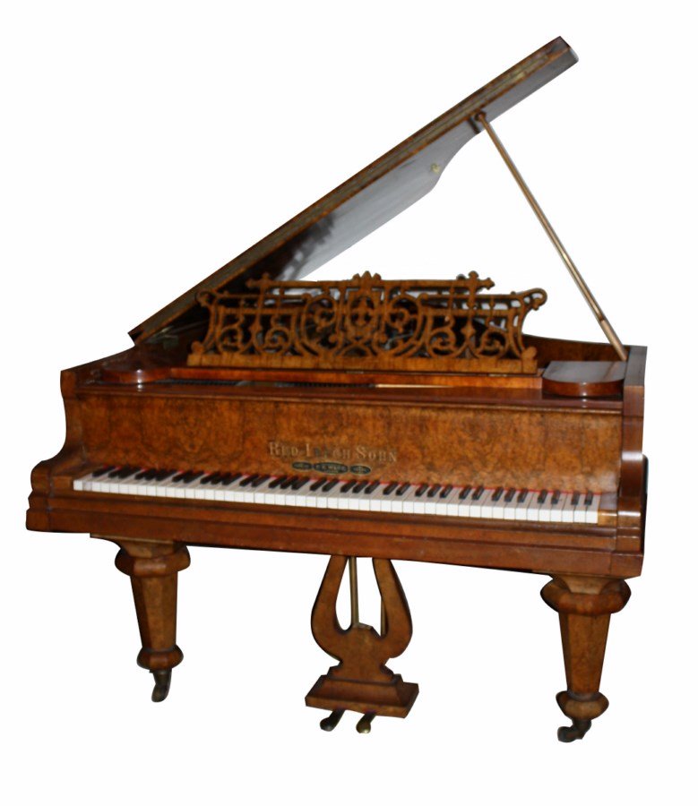 Rud. Ibach & Sohn 5'9 grand piano in burl walnut case: Serial No. 10673. Lot includes piano bench.