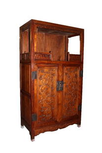 Chinese huanghuali 2 door wardrobe: 78 1/2"h x 43 1/4"w x 22 3/4"d