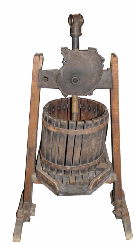 French tabletop wine press: 47 1/2"h x 27"w x 20 3/4"d