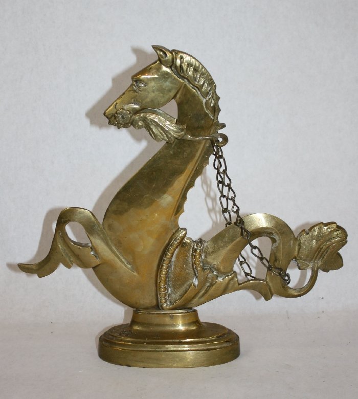 Brass Venetian Gondola sea horse doorstop: 12 1/2"h x 12 1/4"l