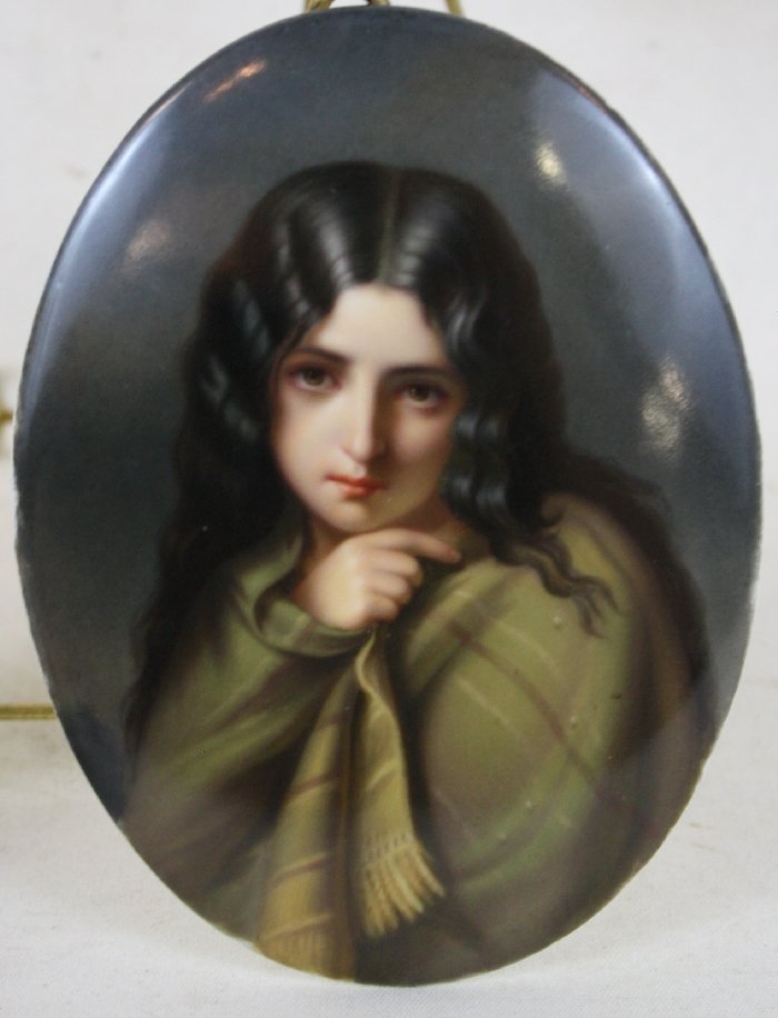 KPM porcelain oval portrait plaque: 5 3/4"h x 4 1/4"w