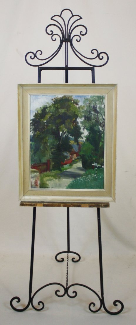 Vera Spencer oil on board abstract church: Signed l/l Vera Spencer 1926. 20 1/4"h x 16 1/4"w